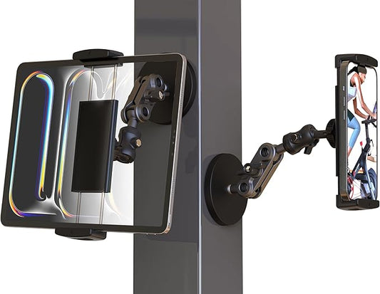 Universal Magnetic Tablet Holder 360°Adjustable 7.7" Aluminum Heavy Duty Arm 3.5" Magnetic Base for Fridge Whiteboard Gym Warehouse Kitchen Fits 4-13" Tablets, Phones
