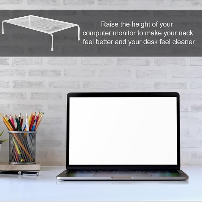 Veemoon Monitor Stand Riser for Desk, Single-Layer Desktop Computer Screen Riser with Storage Organizer, Laptop Holder Rack for Office and Home Workstation