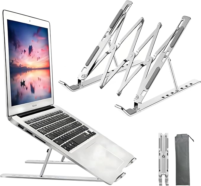 Adjustable Laptop Stand,Ergonomic Laptop Holder,Foldable Laptop Stand,Compatible with MacBook Air/Pro, Dell, HP, Lenovo & All Laptops,Ergonomic Design,Portable & Sturdy
