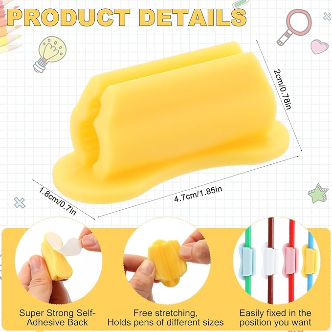 Sherr 24 Pack Adhesive Pencil Holders for Desk Upgraded Pen Holder for Desk Silicone Flexible Adhesive Marker Organizer Clipboard Classroom School Office Accessories Teacher Supplies (Vivid)