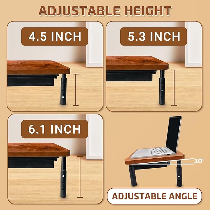 Monitor Stand, Rich Brown Monitor Riser, Monitor Stand for Desk, Stand Monitor, Solid Wood & Metal Computer Monitor Stand, Ergonomic TV Riser Block, 1 Pack, Rich Brown, 14.5 Inch