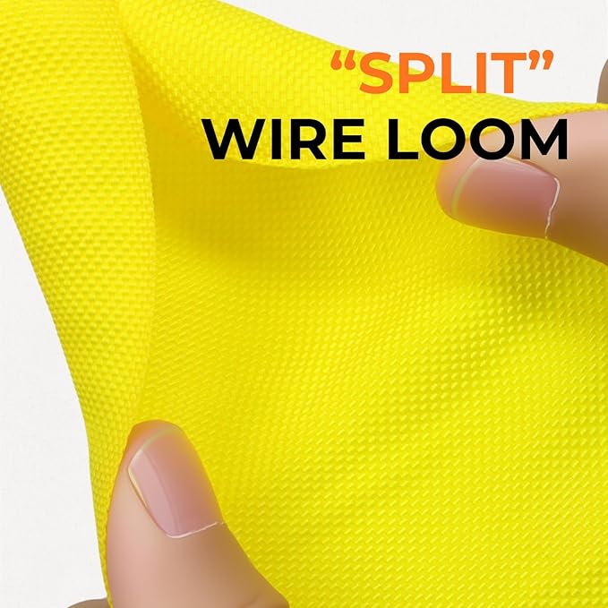 5/16 inch Split Braided Cable Management Sleeve for USB Cable Power Cord Audio Video Cable, Wire Loom Cord Protector from Cat Dog Chewing (Yellow, 10FT)