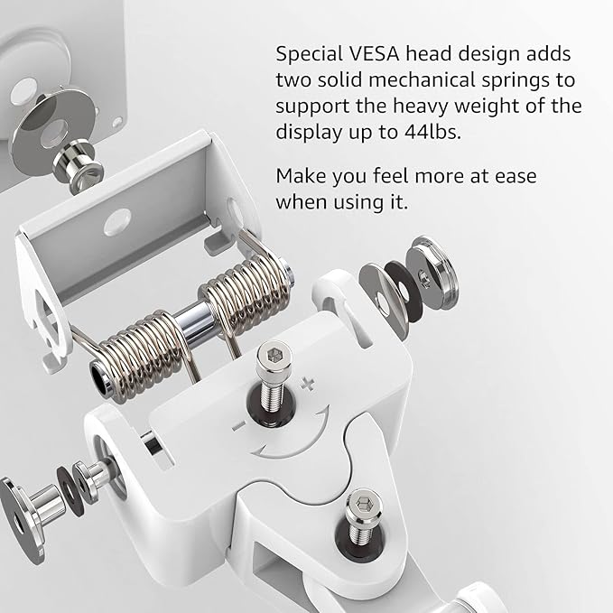 BEWISER Heavy Duty Monitor Arm for 34-57 inches Screens,Weight Capacity Up to 44 lbs,Full Motion Height Swivel Adjustable Ultrawide Monitor Arm (White)