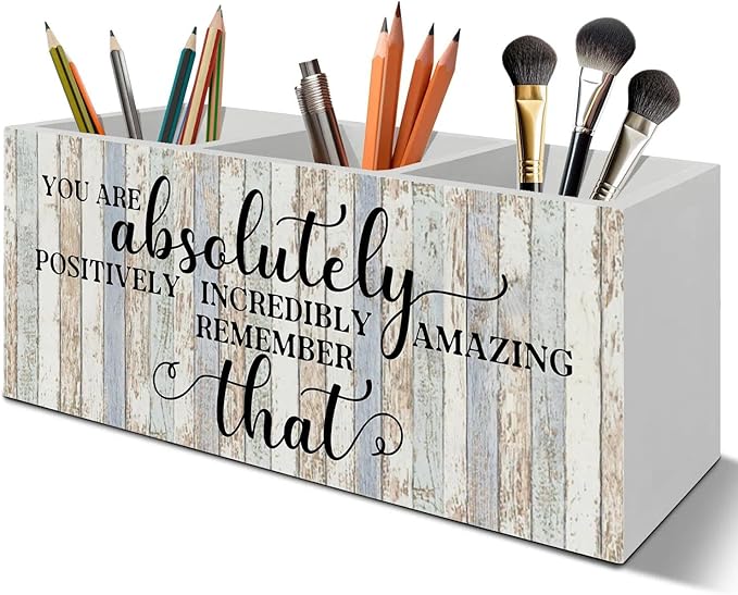 You Are Inspirational Pen Pencil Holder Organizer for Desk Accessories, Motivational Gifts for Coworkers, Encouragement Gifts Wooden Box Signs Decorations for Home Office Desk Tabletop