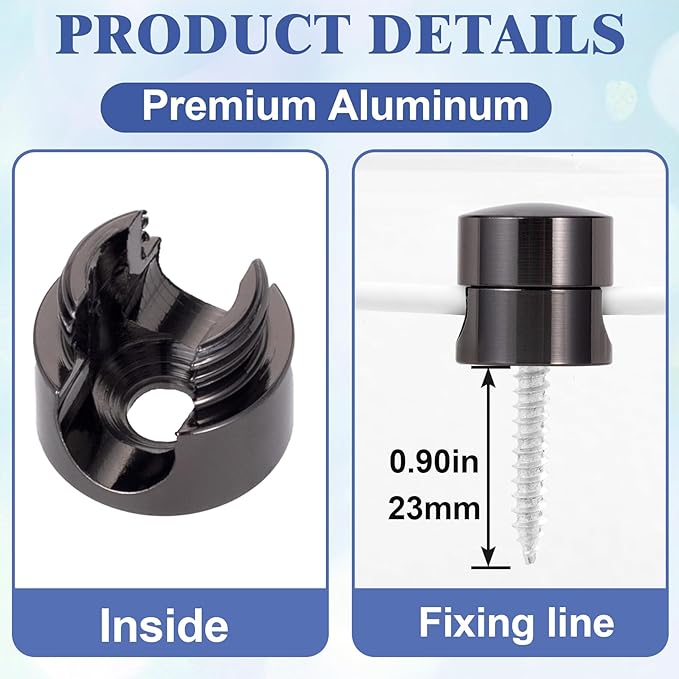 OIIKI 3 Sets Charger Cord Holders, Adhesive Cable Clip Cord Organizers, Metal Adjustable Wire Management Office Nightstand Desk Accessories for Charger Wire USB Keyboard Cable- Black