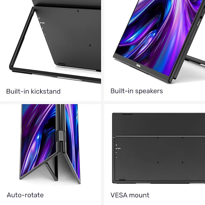 SideTrak Solo Book 15.6" Foldable Dual Screen Portable Monitor - FHD Portable Stacked Monitor, External Display for Laptop, Extender with Stacked Dual Monitors for Mac, PC, and Chromebook