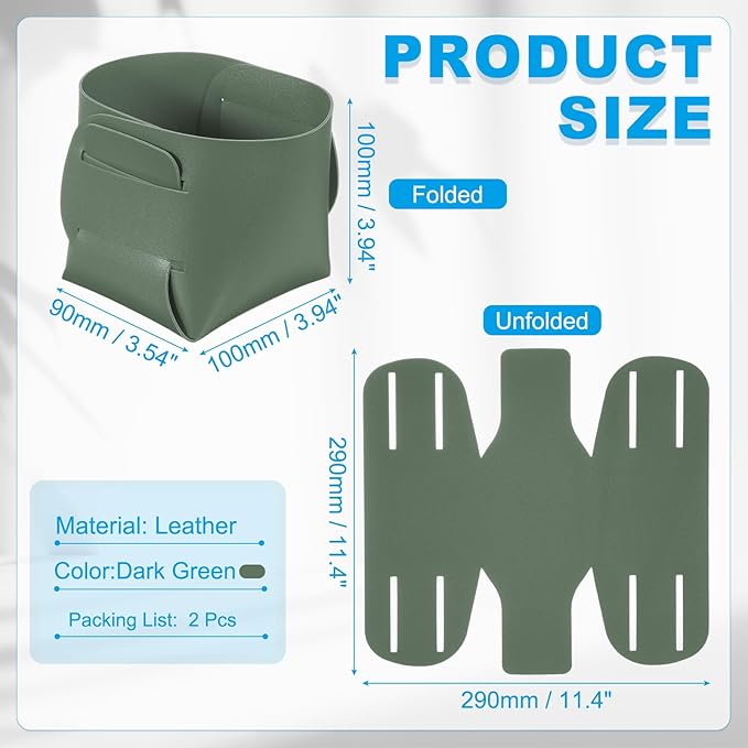 PATIKIL 2Pack Leather Desk Organizer, Leather Pencil Pen Holder Jewelry Valet Tray Hair Accessories Organizer for Bedroom Drawer Office Key Wallet Watch Pen Pencil Glasses, Dark Green