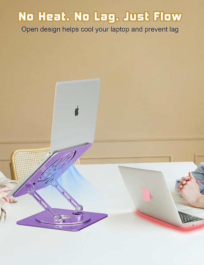 Adjustable Laptop Stand for Desk-360° Rotating Foldable Laptop Holder Ergonomic Laptop Riser for MacBook Pro/Air Dell HP Lenovo Notebook up to 16",Purple