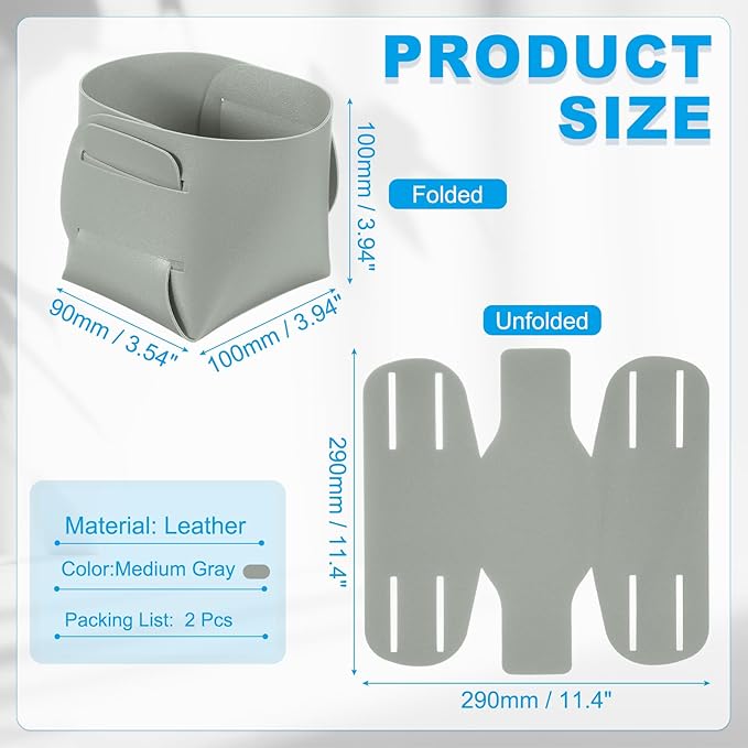 PATIKIL 2Pack Leather Desk Organizer, Leather Pencil Pen Holder Jewelry Valet Tray Hair Accessories Organizer for Bedroom Drawer Office Key Wallet Watch Pen Pencil Glasses, Medium Gray