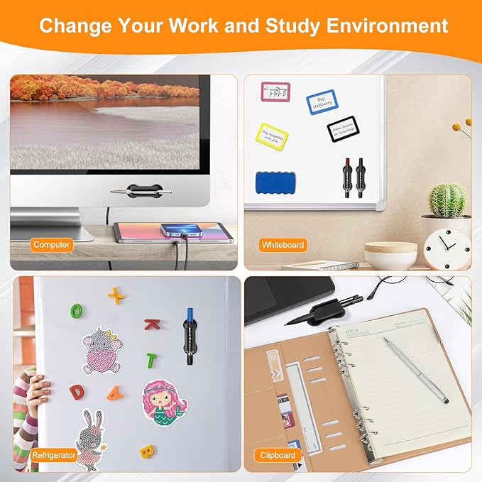 10PCS Adhesive Pencil Holder for Desk - Upgraded Adhesive Pen Holder for Clipboard, Wall, Marker Holders, Teacher Supplies for Classroom kids Desk Accessories