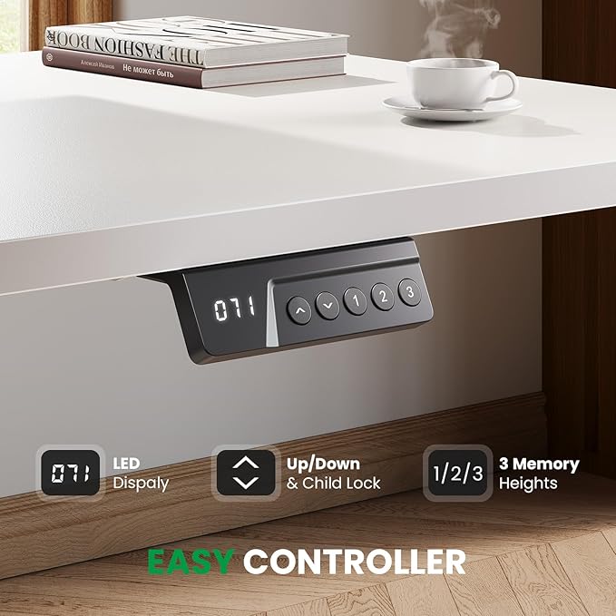 SIAGO L-Shaped Standing Desk - 63 x 55 Inch Adjustable Corner Standing Desk with Charging Station - L Shape Sit Stand Table with Memory Controller, Splice Board for Home Office