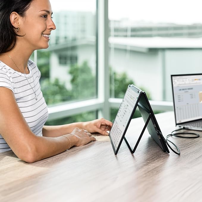 SideTrak Solo Book 15.6" Foldable Dual Screen Portable Monitor - FHD Portable Stacked Monitor, External Display for Laptop, Extender with Stacked Dual Monitors for Mac, PC, and Chromebook