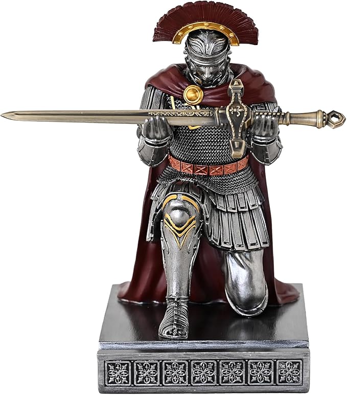 Centurion Cloak Warrior Knight Pen Holder Mobile Phone Stand Desk Organizers and Accessories as Gift for Office and Home (Iron)