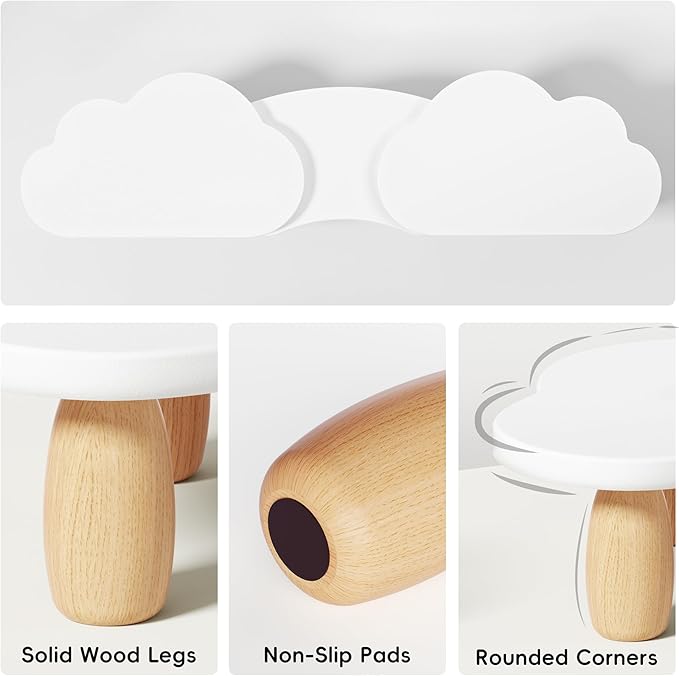 Dual Monitor Stand Riser,Rainbow Cloud Desktop Computer Stand for 2 Monitors,Adjustable Length and Angle Multifunctional Desktop Organizer Stand for Laptop, PC, Computer, Printer,White