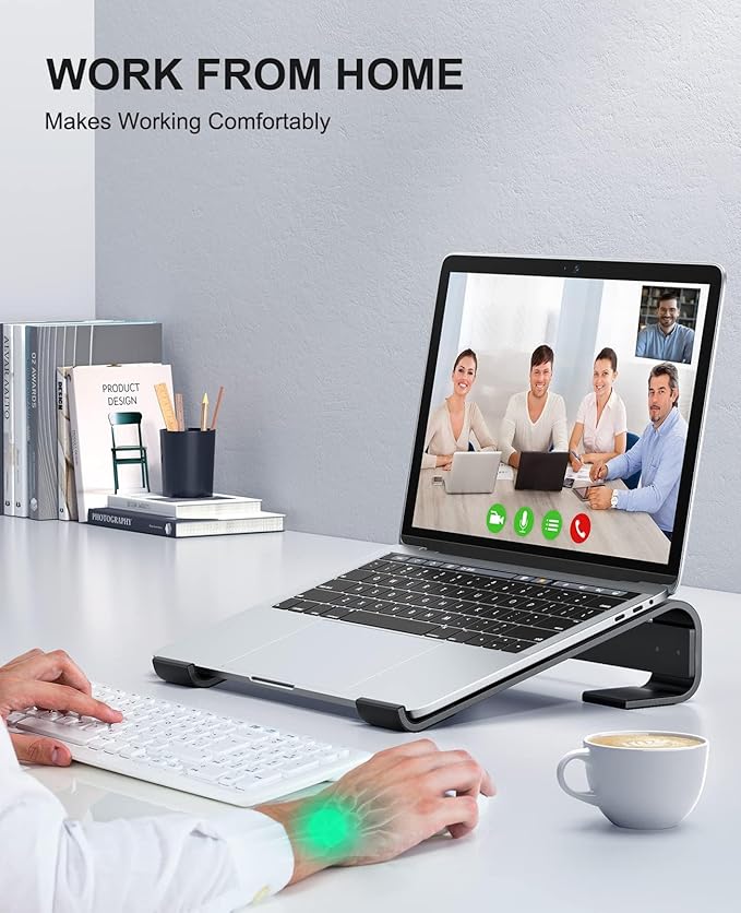 Soqool Laptop Stand for Desk, Ergonomic Detachable Laptop Riser, Aluminum MacBook Stand, Compatible with 12-17'' All Laptops Such as MacBook Pro/HP/Dell/Lenovo, Black