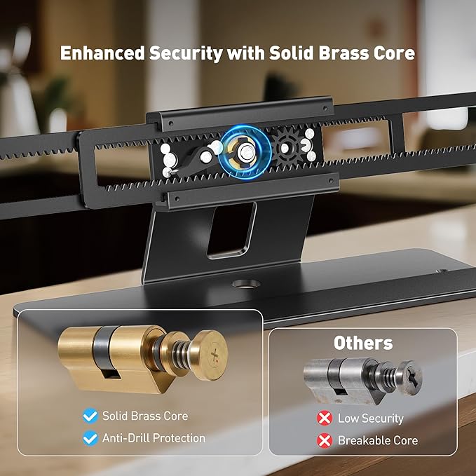 AboveTEK Laptop Locking Station, Premium Aluminum MacBook Security Lock with High-Security Copper Cylinder, Anti-Theft Computer Lock for All 11"-17" No-Slot Notebooks, Non-Slip Base for Public Spaces