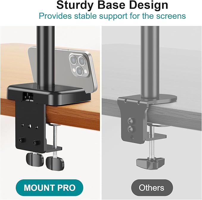 MOUNT PRO Triple Monitor Mount for 13-27 inch Screens, 3 Monitor Desk Mount, Height Adjustable Triple Display Stand, Full Motion Three Computer Arm Hold up to 17.6lbs Each, VESA 75x75, 100x100