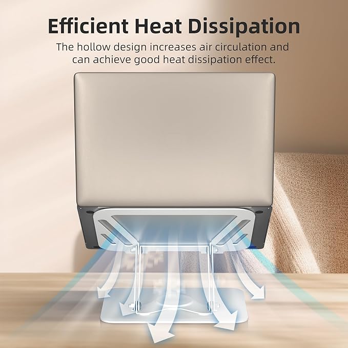 suptek Laptop Stand for Desk, Adjustable Computer Notebook Stand with 360° Rotating Base, Ergonomic Laptop Riser for Collaborative Work, Foldable & Portable Laptop Stand,fits for 11-17" Laptops,White