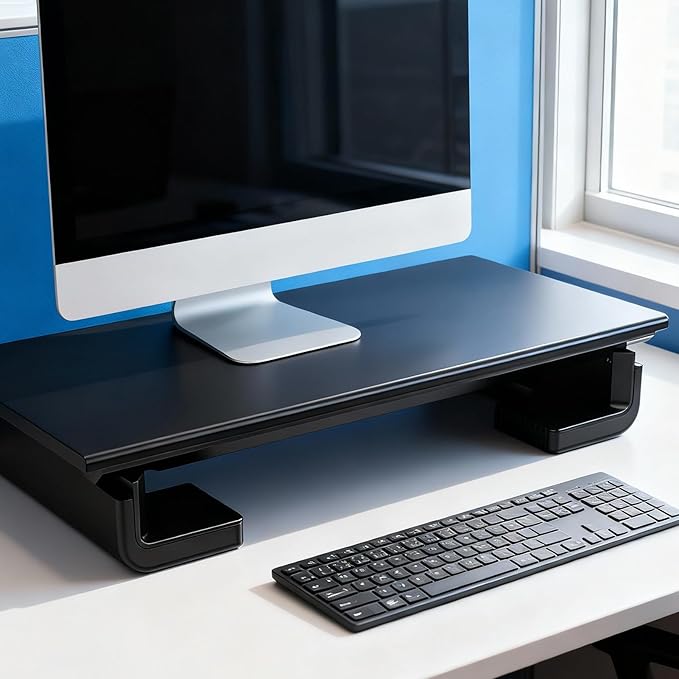 Computer Stand with USB Hub, 4 Port ABS USB 2.0 Ergonomic Desk Riser & Anti Slip Shelf, for Computer Displays Laptops Printers
