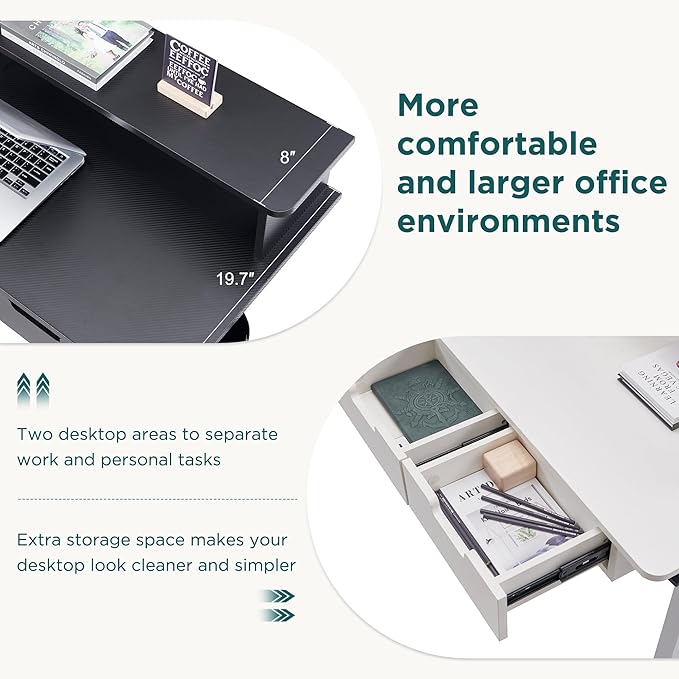 RedLemon 60 Inches L Shaped Electric Standing Desk, Height Adjustable Corner Gaming Desk with Drawers, Power Outlets & LED Lights, Computer Desk with Monitor Shelf, Carbon Fiber Black