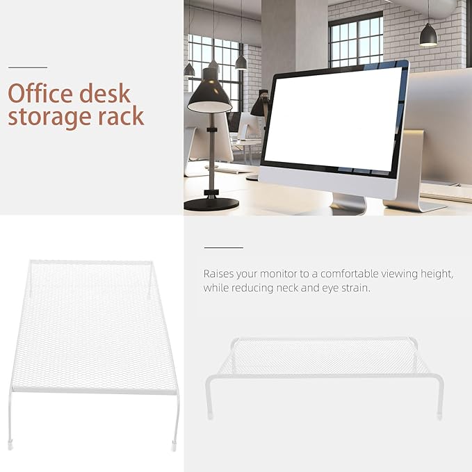 Veemoon Monitor Stand Riser for Desk, Single-Layer Desktop Computer Screen Riser with Storage Organizer, Laptop Holder Rack for Office and Home Workstation