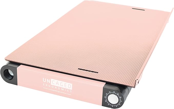 Uncaged Ergonomics WorkEZ Adjustable Laptop Stand for Desk, Laptop Stand Adjustable Height, Foldable Aluminum Cooling Computer Holder & Riser for Desk Bed, Pink