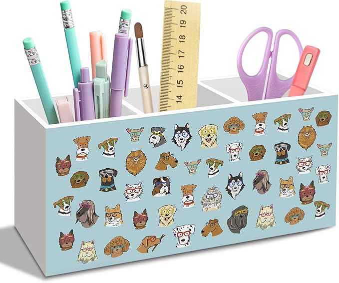 Funny Dog Pen Pencil Holder for Desk, Cute Dogs Office Desk Accessories, Funny Dogs Animal Makeup Brush Toothbrush Holders Organizer for Dog Lovers Women Office Classroom Bathroom