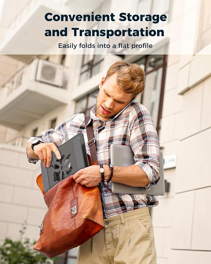 Adjustable Laptop Stand for Desk - Portable Laptop Riser with Rotating Base, Foldable Aluminum Computer Stand, Ergonomic Laptop Holder for MacBook Pro/Air Dell HP Notebook up to 15.6" ,Rose Gold