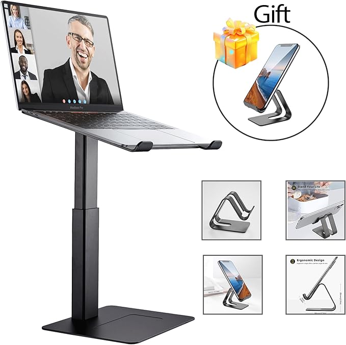 Laptop Stand for Desk, Ergonomic Sitting and Standing Laptop Riser for Notebook MacBook 11-17 Inches，DJ Laptop Stand Adjustable Height from 7-15 Inches Aluminum(Black)