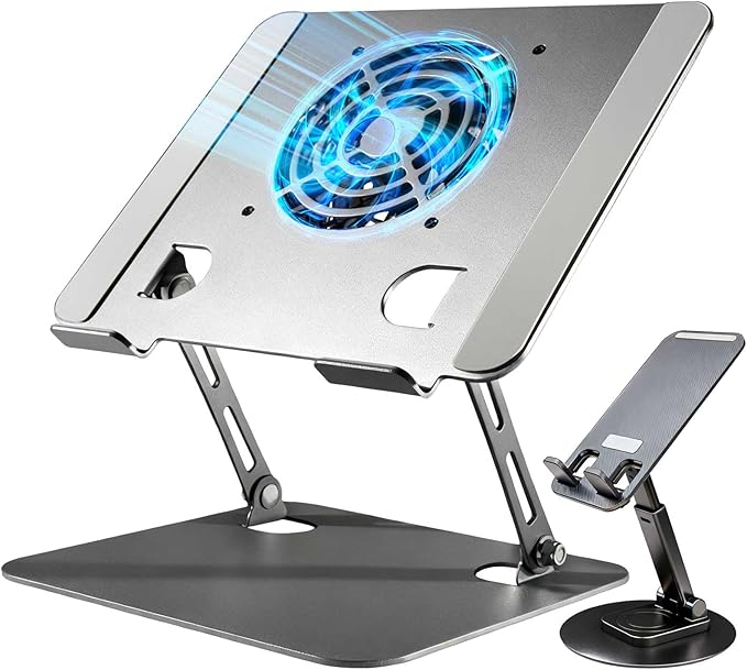Laptop Stand for Desk, Laptop Riser with Active Cooling Fan, Widely Compatible with MacBook and Other Computer Accessories、Computer Stand for Laptop