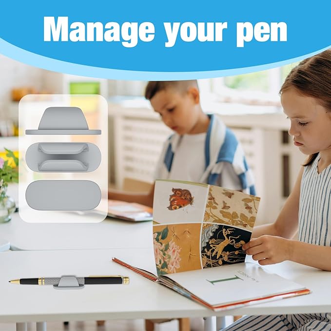 Adhesive Pencil Holders for Desk Silicone Pen Holder Organizer for Desk Accessories,Teacher Supplies for Classroom, Office, School Accessories,Notebook, WallS or Clipboards（10PCS,Grey）