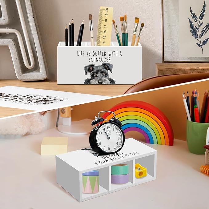 Schnauzer Dog Gifts Pen Pencil Holder for Desk, Funny Schnauzers Dog Gift Office Desk Accessories,Life Is Better with a Schnauzer Pen Holders Organizer for Kitchen Bathroom Decor