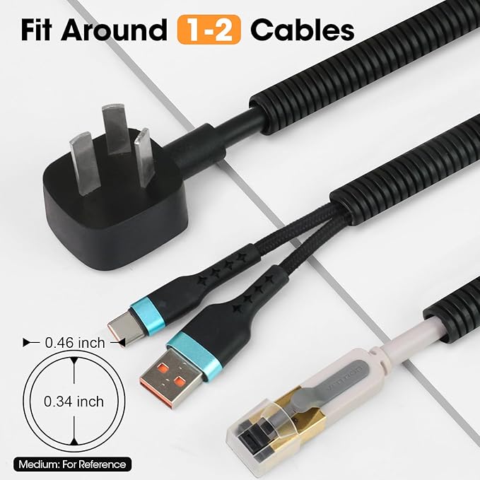 120 FT Wire Loom 3/8 Inch, Split Wire Loom Tubing Wire Conduit, Wire Protector Tubing – Black