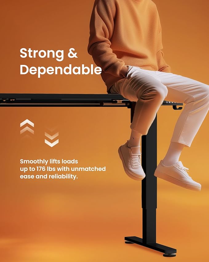 ErGear Height Adjustable Electric Standing Desk, 47.2 x 23.6 Inches Sit Stand up Desk, Memory Computer Home Office Desk with Two-Piece Desktop (Carbon Fiber Black)