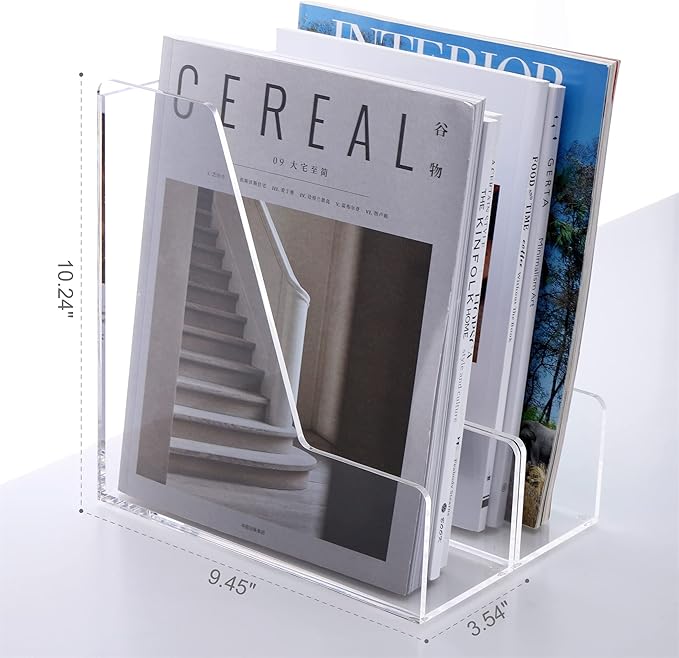 SANRUI Acrylic Magazine File Holders, Classroom Organization and Storage, Clear Bookend File Sorter, Desktop File Organizer 2-Pack