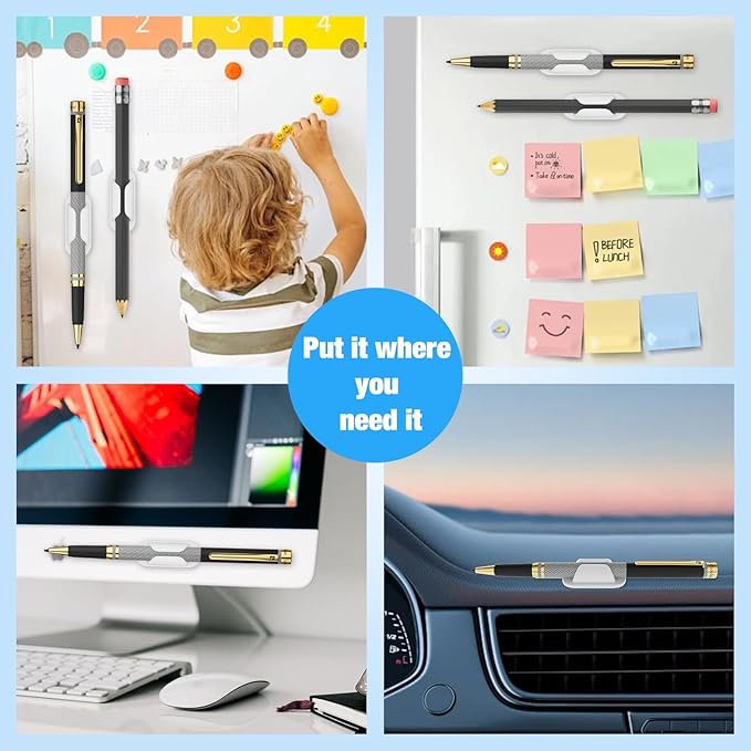 Adhesive Pencil Holders for Desk Silicone Pen Holder Organizer for Desk Accessories,Teacher Supplies for Classroom, Office, School Accessories,Notebook, WallS or Clipboards（10PCS,White）