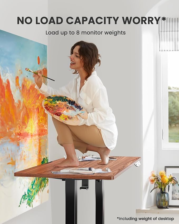 ErGear Electric Standing Desk, 44 x 24 Inches Height Adjustable Stand up Desk, Sit Stand Home Office Desk, with Two-Piece Desktop (Espresso)