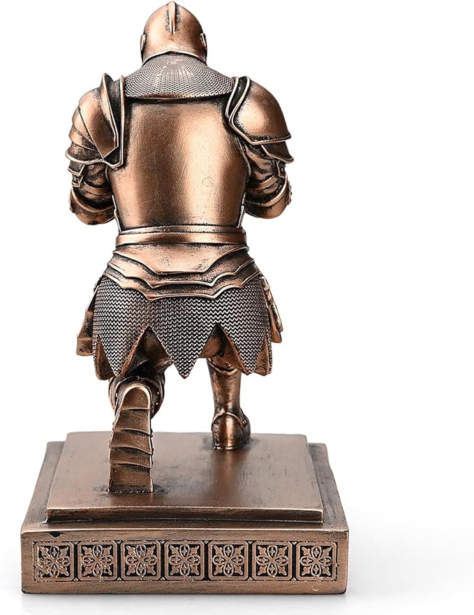 Medieval Armored Warrior Knight Pen Holder Desk Organizers and Accessories Resin Pencil Holder Paperweight as Gift with a Cool Letter Opener for Desk (Copper)