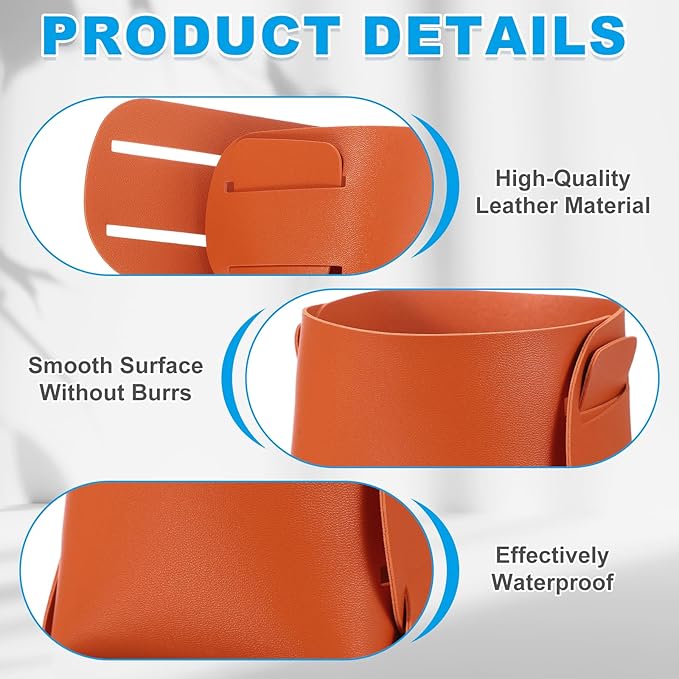 PATIKIL 2Pack Leather Desk Organizer, Leather Pencil Pen Holder Jewelry Valet Tray Hair Accessories Organizer for Bedroom Drawer Office Key Wallet Watch Pen Pencil Glasses, Orange