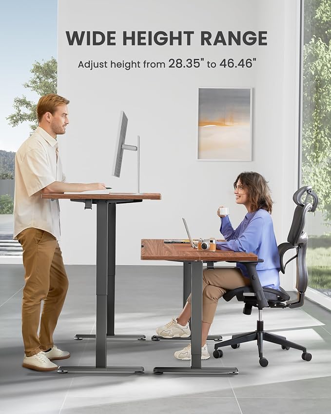 ErGear Electric Standing Desk, 44 x 24 Inches Height Adjustable Stand up Desk, Sit Stand Home Office Desk, with Two-Piece Desktop (Espresso)