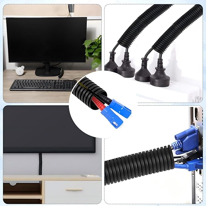 Sasylvia 1/4", 1/2", 3/8" X 10 ft Split Wire Loom Tubing Automotive Wire Loom Assortment Split Cable Sleeves Bulk Flexible Electrical Conduit Protective Kit