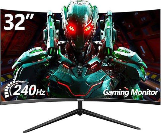 Gawfolk 32 Inch Curved Gaming Monitor 240Hz, 1800R PC Monitor Full HD 1080P, Frameless Computer Dispaly with Freesync and Eye Care Technology, Wall Mountable