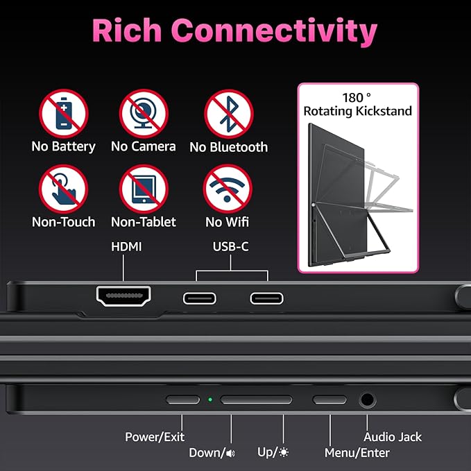 cocopar Portable Monitor 23.8'' 1080P 100Hz 130% sRGB IPS Travel Monitor with USB-C HDMI Portable Screen for Laptop MacBook Surface PC PS4/5 External Display with Kickstand, VESA Mountable