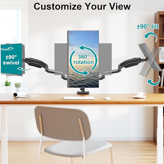 MOUNT PRO Triple Monitor Mount for 13-27 inch Screens, 3 Monitor Desk Mount, Height Adjustable Triple Display Stand, Full Motion Three Computer Arm Hold up to 17.6lbs Each, VESA 75x75, 100x100
