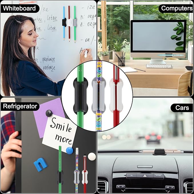 Sherr 48 Pack Adhesive Pencil Holders for Desk Upgraded Pen Holder for Desk Silicone Flexible Adhesive Marker Organizer Clipboard Classroom School Office Accessories Teacher Supplies (Neutral)