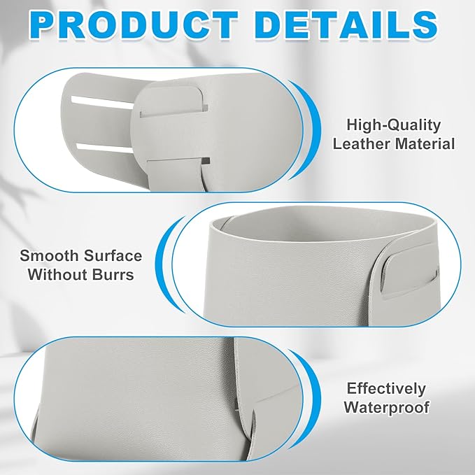 PATIKIL 2Pack Leather Desk Organizer, Leather Pencil Pen Holder Jewelry Valet Tray Hair Accessories Organizer for Bedroom Drawer Office Key Wallet Watch Pen Pencil Glasses, Light Gray