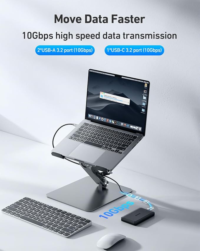 BENFEI Laptop Stand with USB C 7in1 Docking Station,HDMI 4K@60Hz,1*SD 1*Micro SD,100W Power Delivery,10Gbps 1*USB C 3.2 and 2*USB A 3.2 Compatible with MacBook Pro/Air, iPad Pro, XPS, Thinkpad