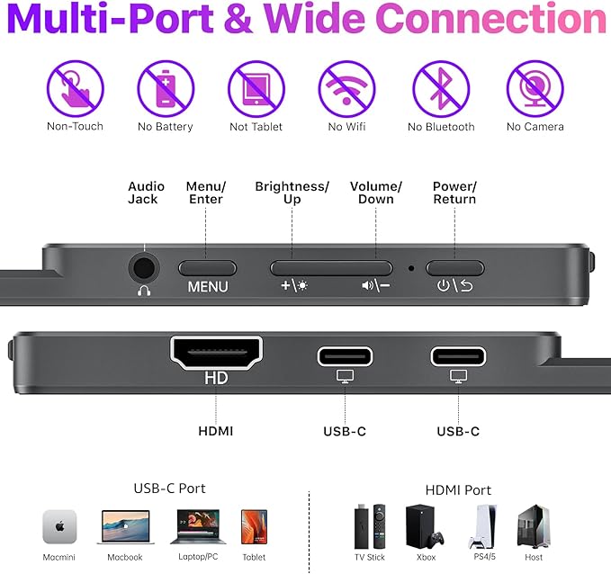 cocopar Portable Monitor 15.6 Inch 4K UHD 60Hz 145% sRGB Travel Monitor with Speaker HDMI USB-C Second Screen for Laptop MacBook Surface PC Xbox PS4/5, VESA Mountable, with Kickstand