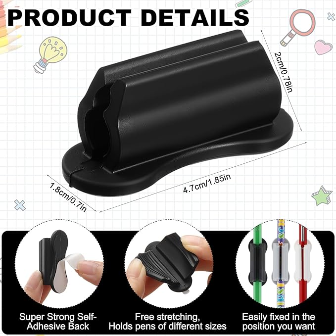 Sherr 48 Pack Adhesive Pencil Holders for Desk Upgraded Pen Holder for Desk Silicone Flexible Adhesive Marker Organizer Clipboard Classroom School Office Accessories Teacher Supplies (Neutral)