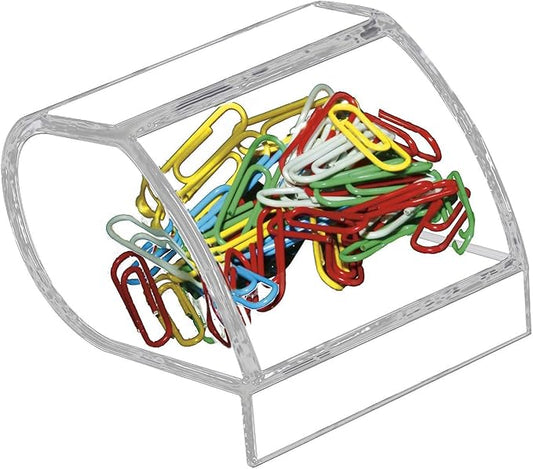 Kantek Clear Acrylic Paper Clip Holder, Angled Open Design, 3.1" x 3.3" x 2.6", Non-Skid Feet, Office Organizer, Desk Accessory